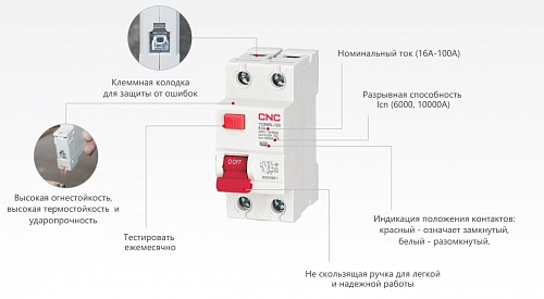 Устройство защитного отключения YCB9RL-100 Устройство защитного отключения YCB9RL-100