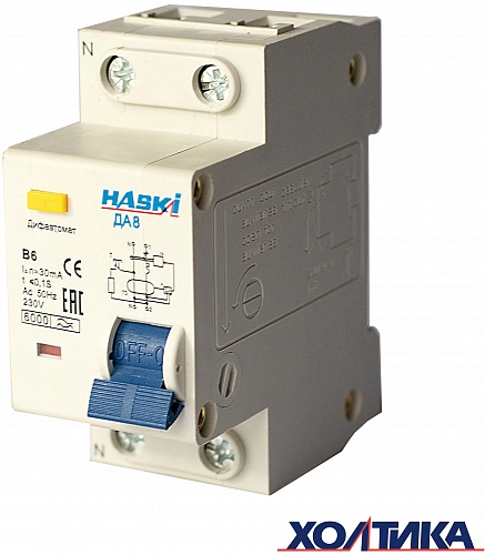 4810228018369 Диф. автомат ДА8 2P 6А 30мА хар. B HASKI