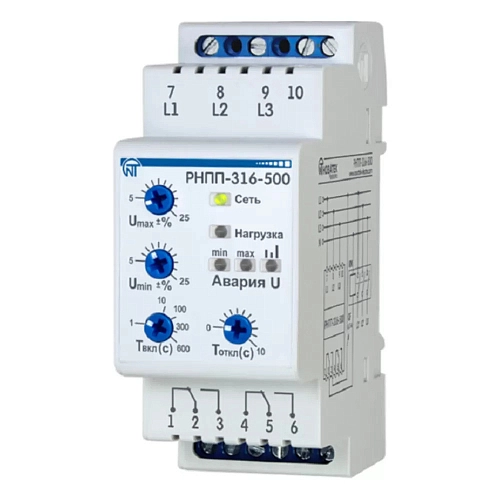 Трехфазное реле напряжения и контроля фаз РНПП-316-500