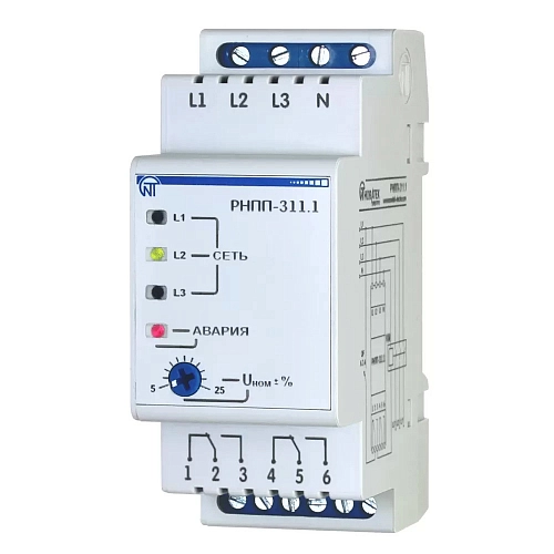 Реле напряжения, перекоса и последовательности фаз РНПП-311.1